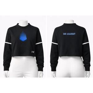 Under Armour IMG Academy Cropped Sweatshirt Womens Medium Black Logo Pullover